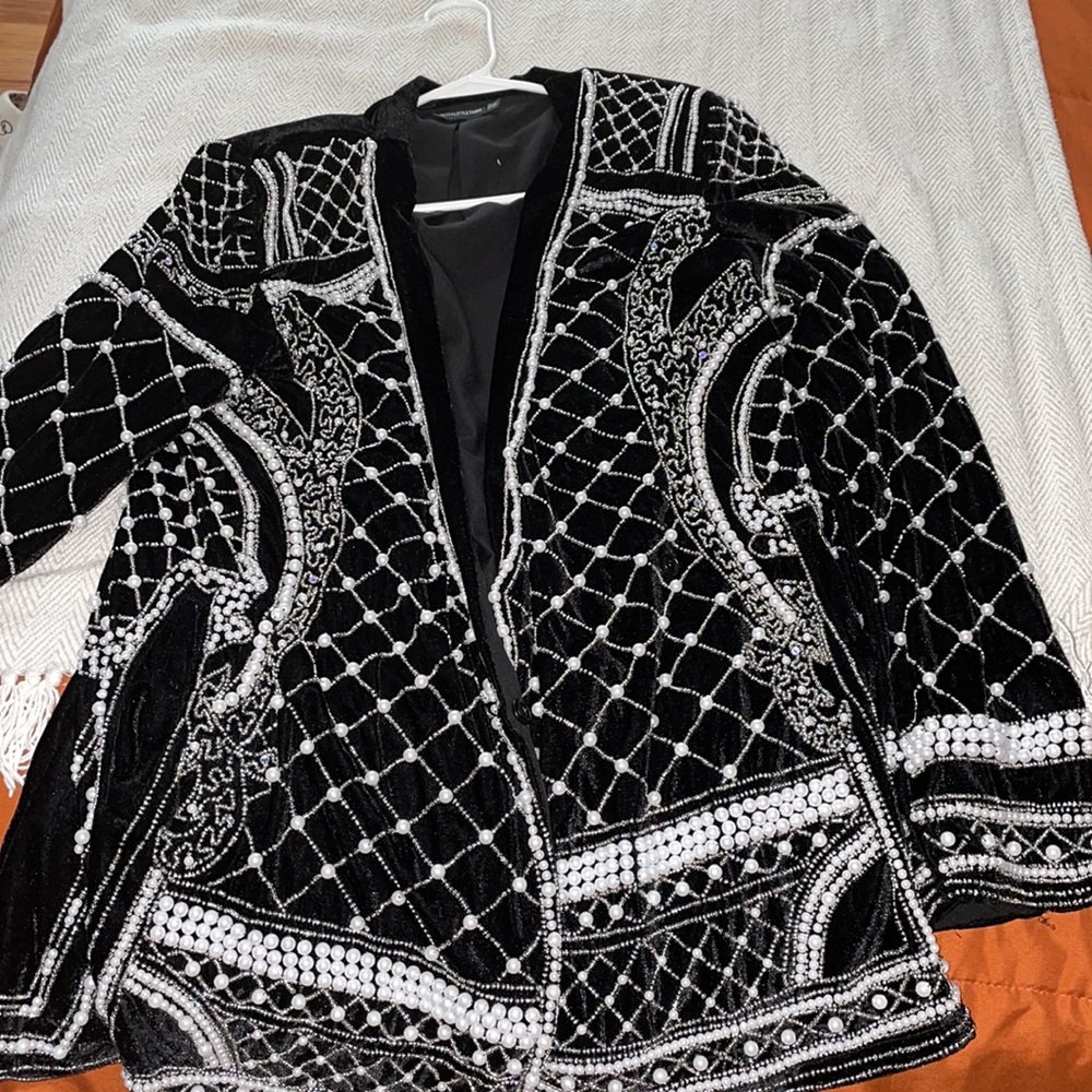 Beaded suede blazer